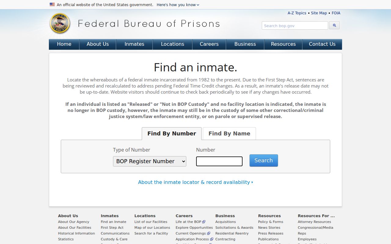 Federal inmate locator for custody outside Edwards County and Illinois systems
