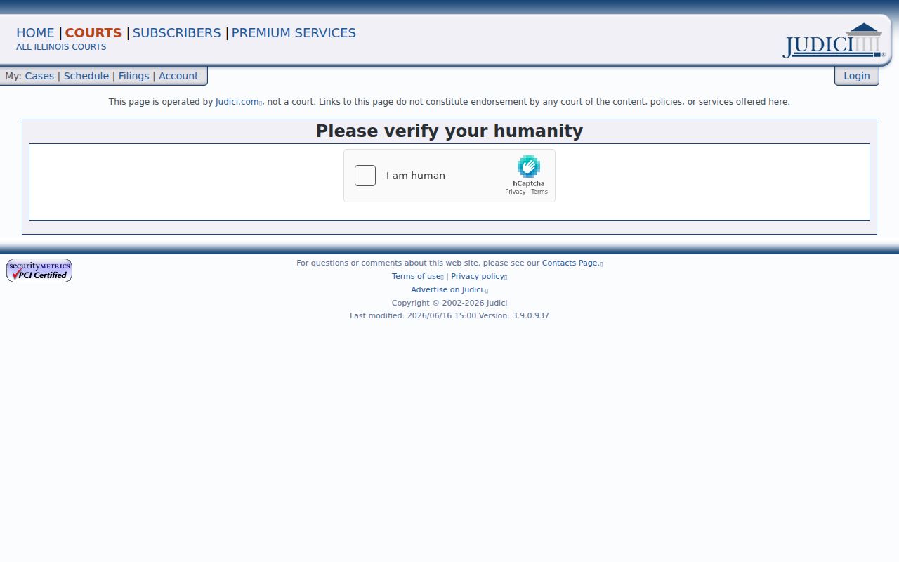 Edwards County Circuit Court case search interface on Judici