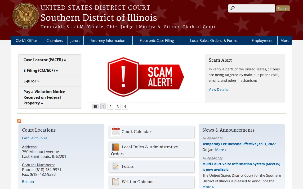 Southern District of Illinois court website serving Edwards County