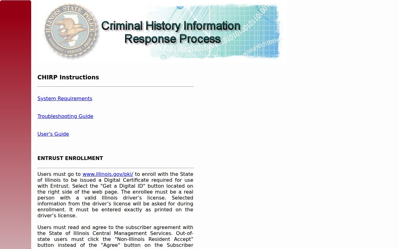 CHIRP secure login for Edwards County criminal history requests