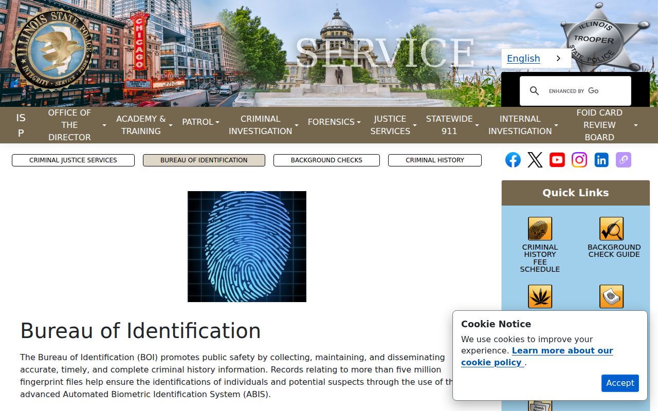 Illinois State Police Bureau of Identification for Edwards County criminal history