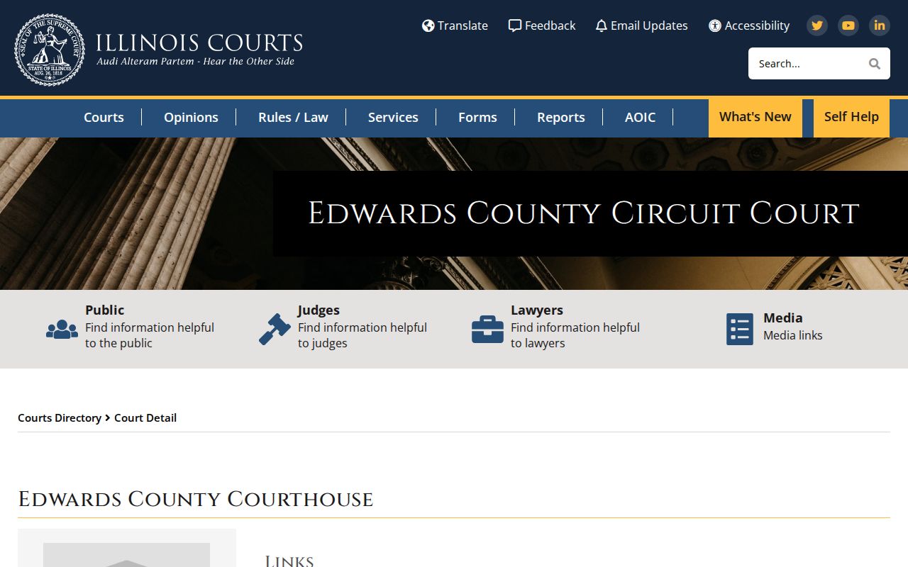 Official Edwards County criminal court courthouse profile
